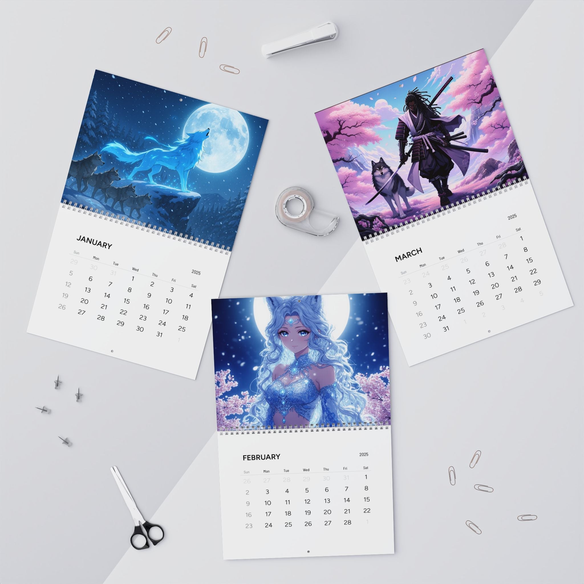 XP Wolf Gamer Wall Calendar (2025)