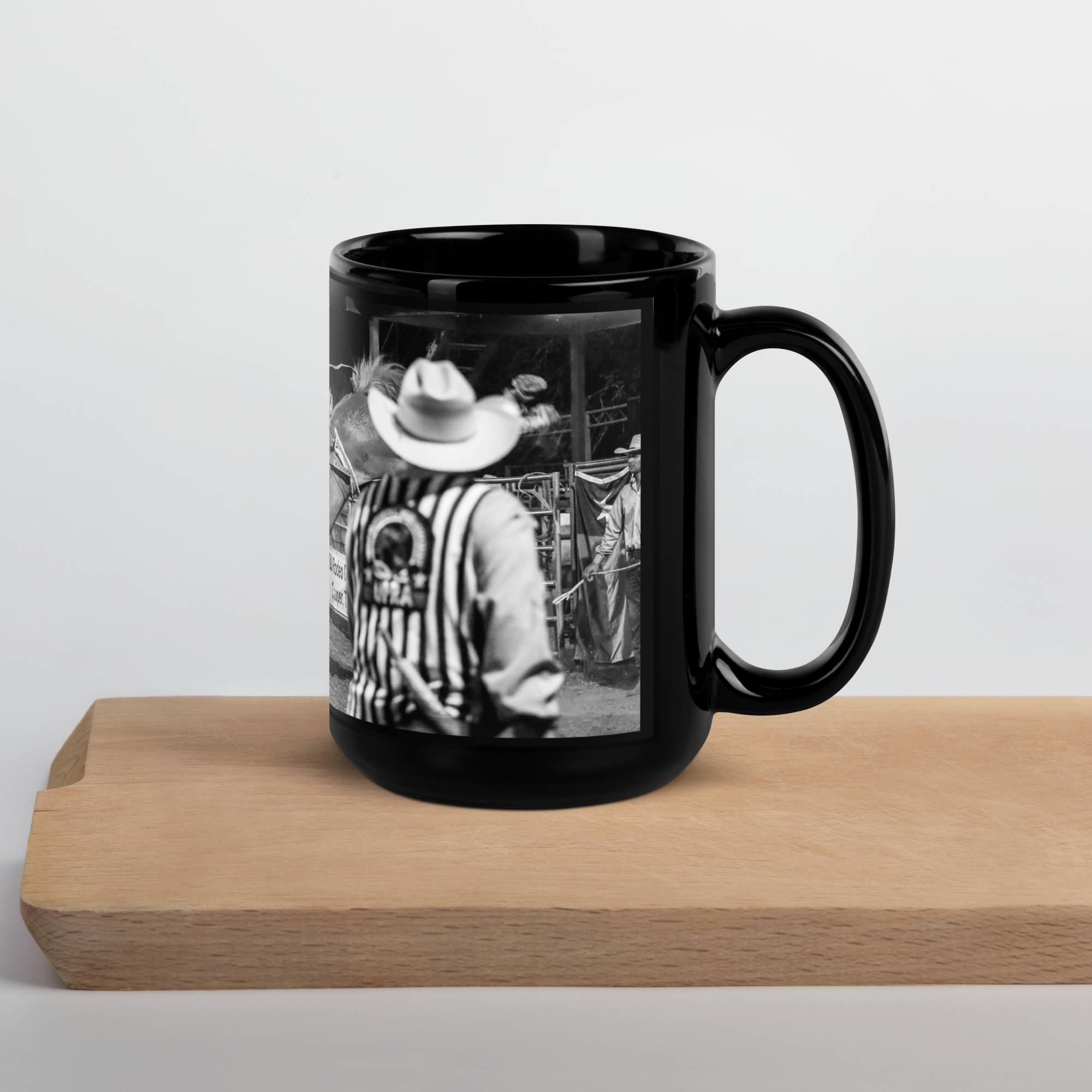 Buckin' Horse Black Glossy Ceramic 15oz Mug
