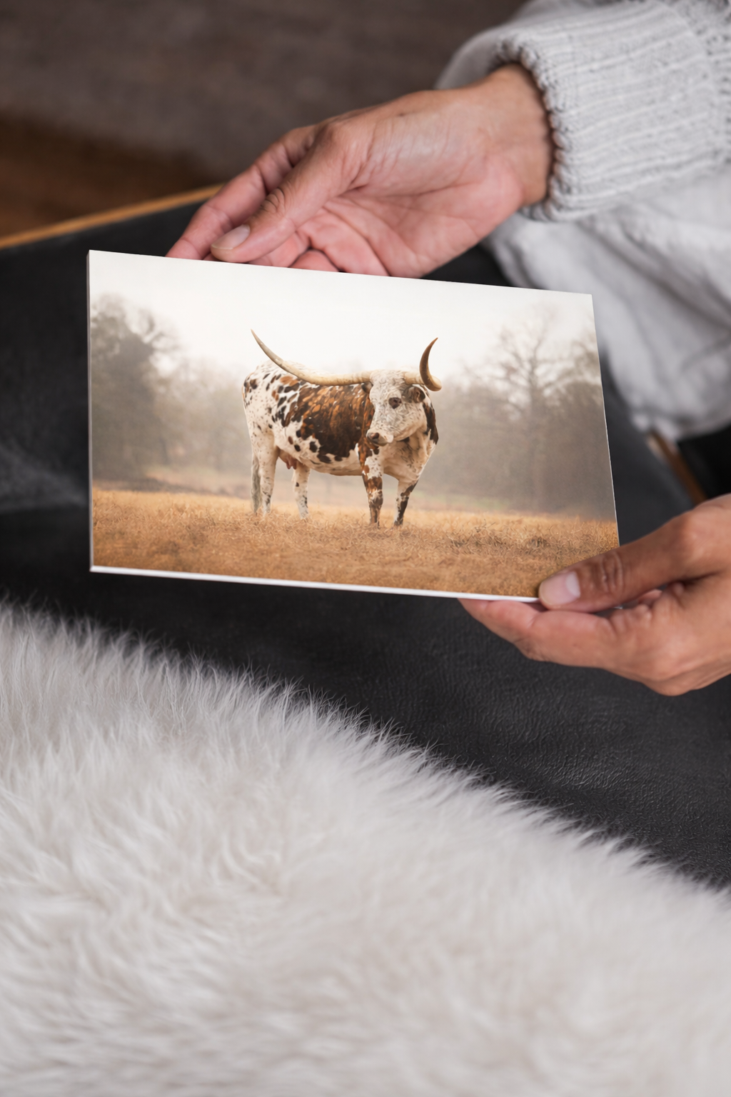 Brindle Longhorn Cow Western Wall Art Farmhouse Decor