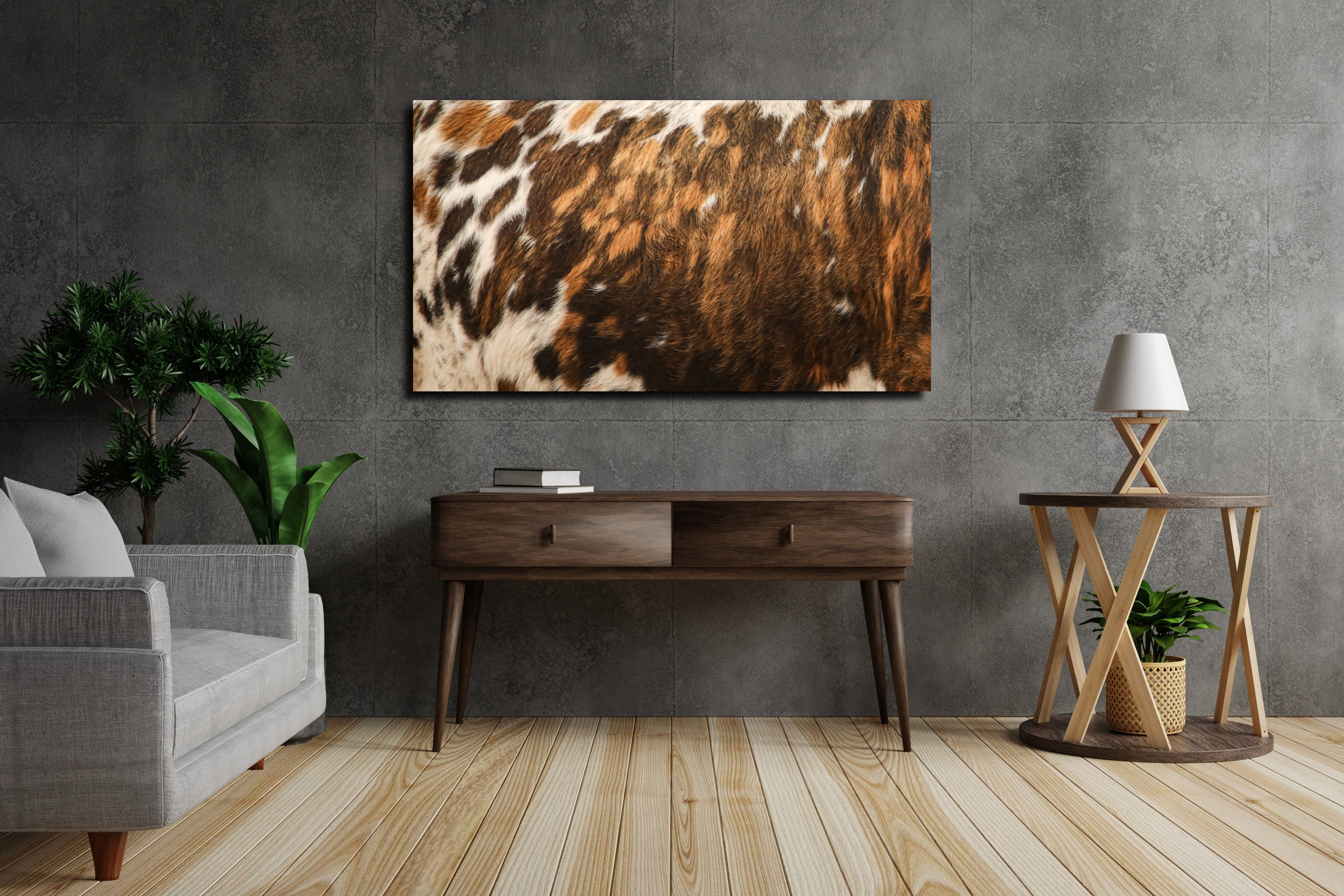 Brindle Cowhide Rustic Western Canvas Wall Art Farmhouse Decor