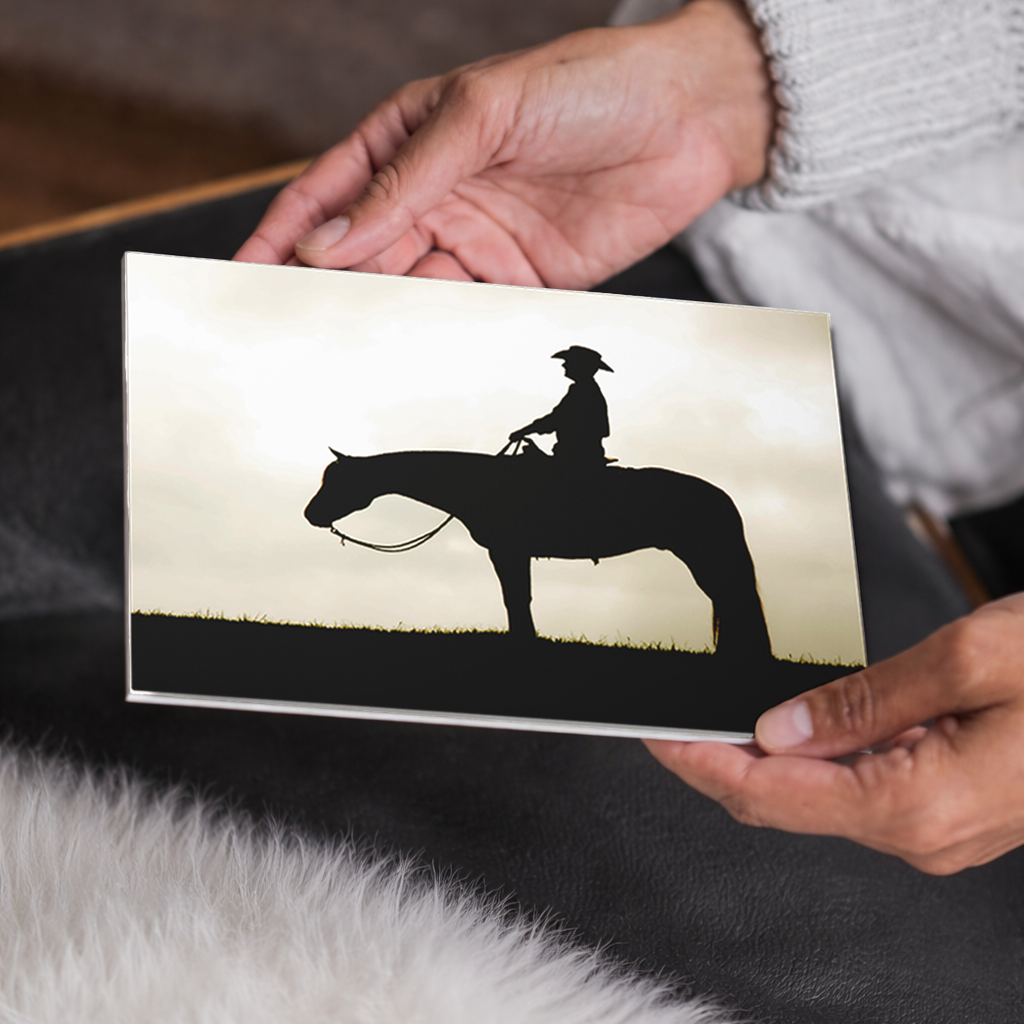 Cowboy Silhouette Large Western Wall Art | Canvas Farmhouse Decor