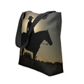 Cowgirl Horseback Silhouette 15"x15" Tote Bag