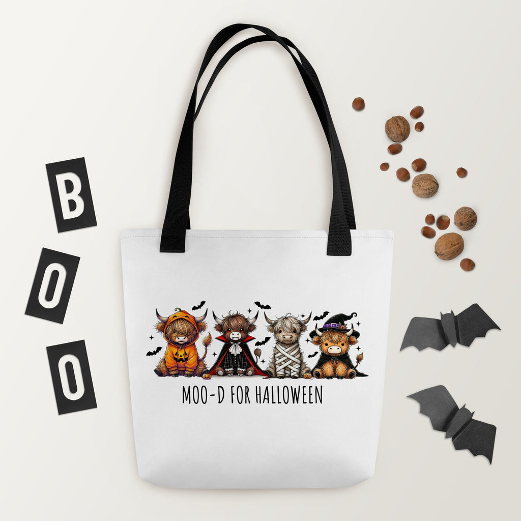 Moo-d Halloween Highland Cows Tote Bag