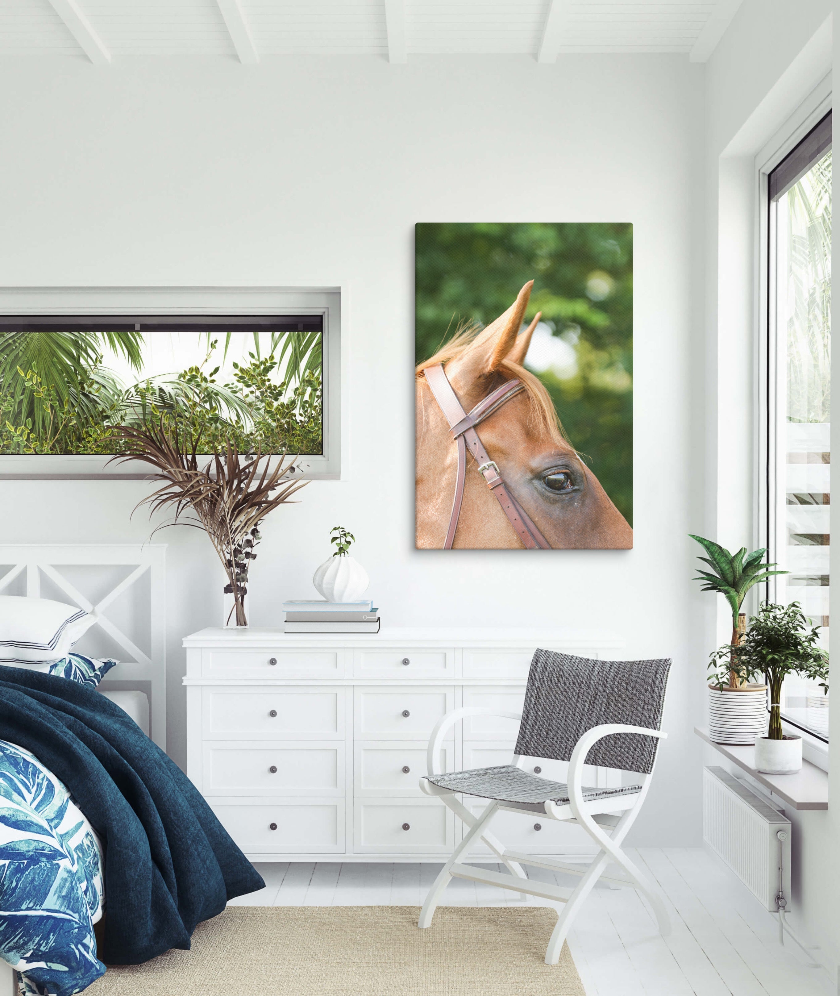 Chestnut Horse Close Up, Canvas Wall Art | Equestrian Home Decor