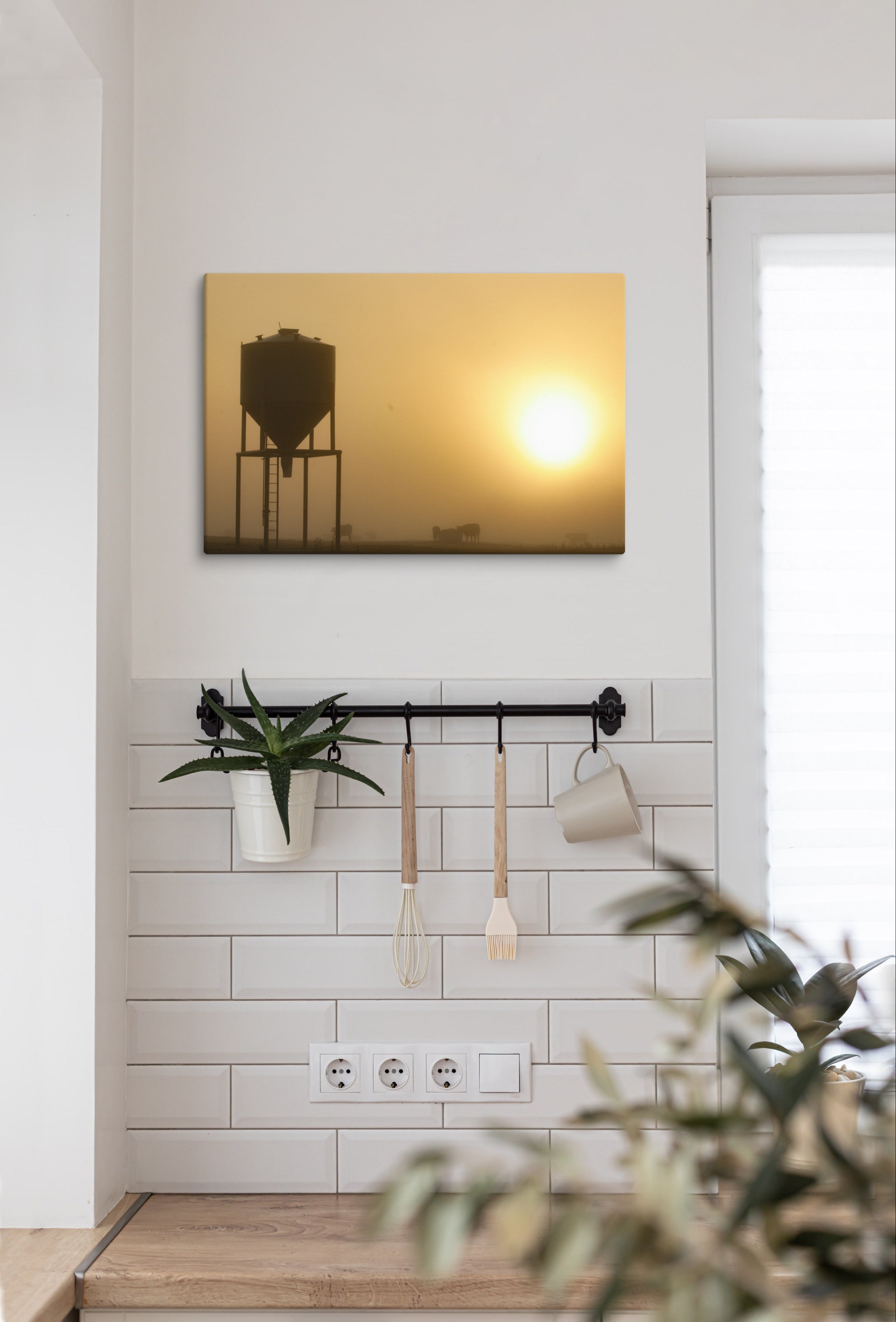 Foggy Morning Sunrise Canvas Wall Art