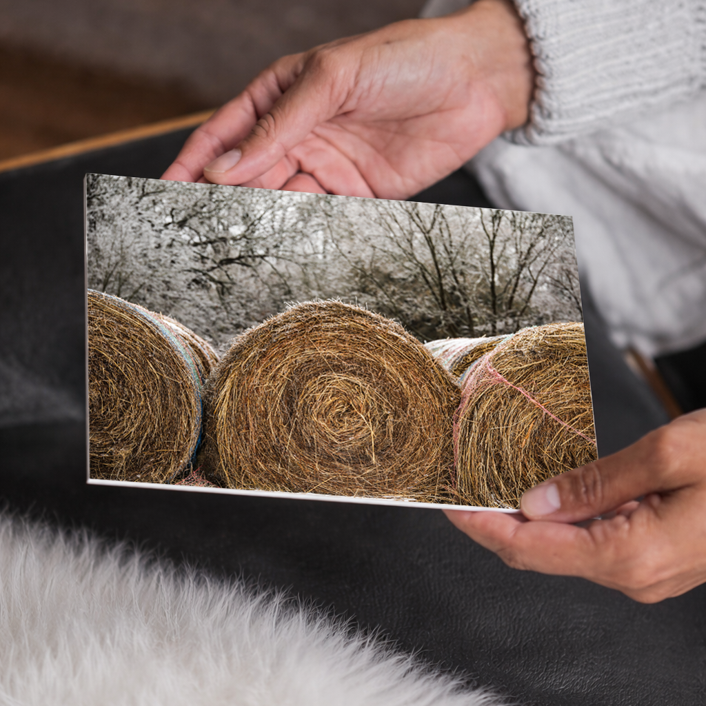 Hay Bales in the Snow Canvas Wall Art | Western Home Decor