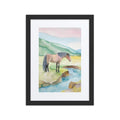Horse by a Creek Watercolor Framed Poster