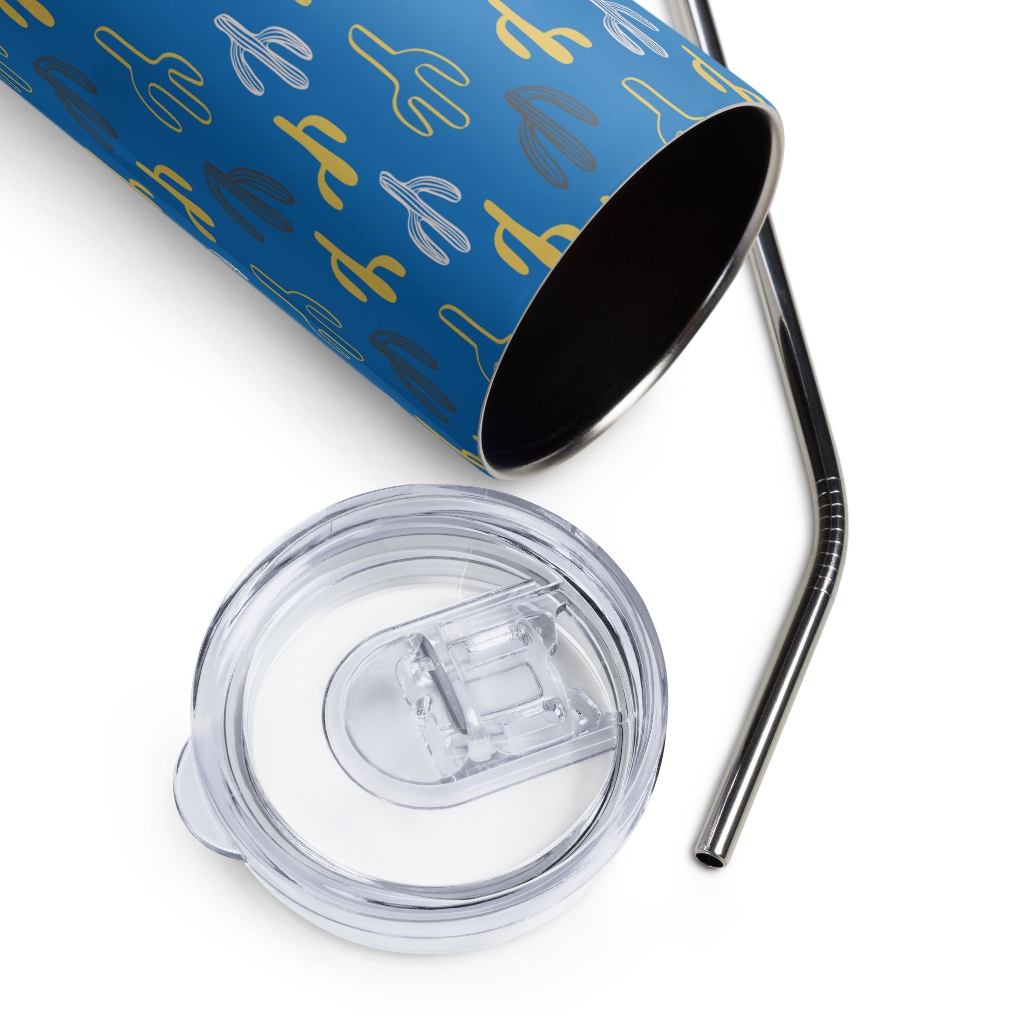 Blue & Yellow Cactus 20 oz. Stainless Steel Tumbler