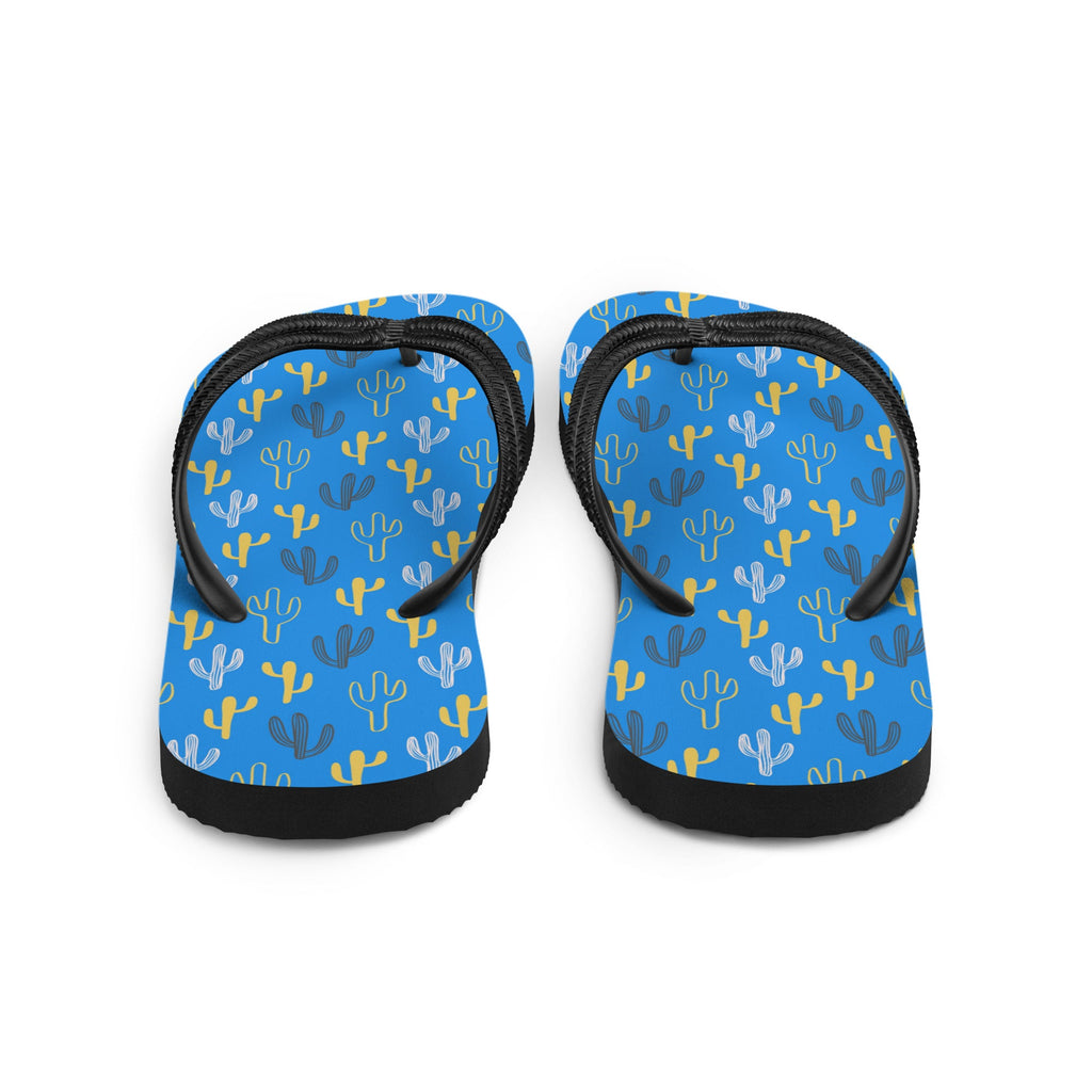 Blue & Yellow Cactus Flip-Flops