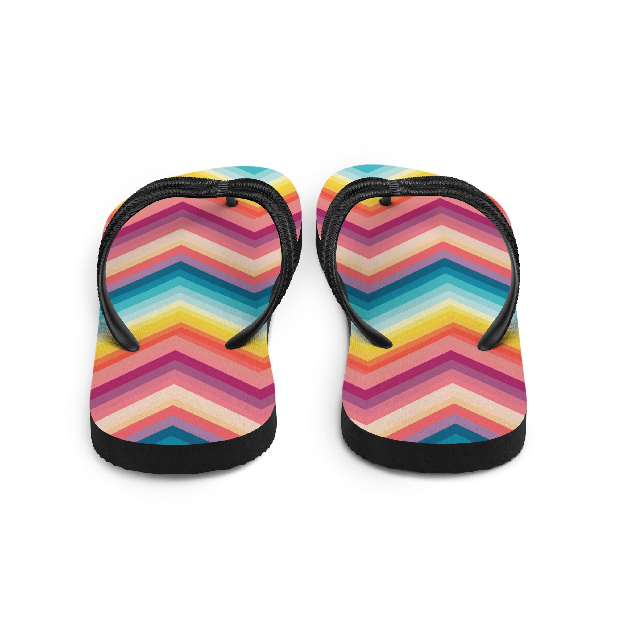 Colorful Chevron Print Flip-Flops