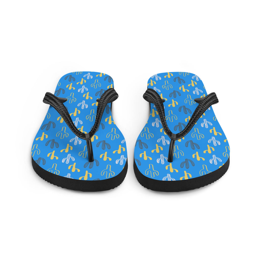 Blue & Yellow Cactus Flip-Flops