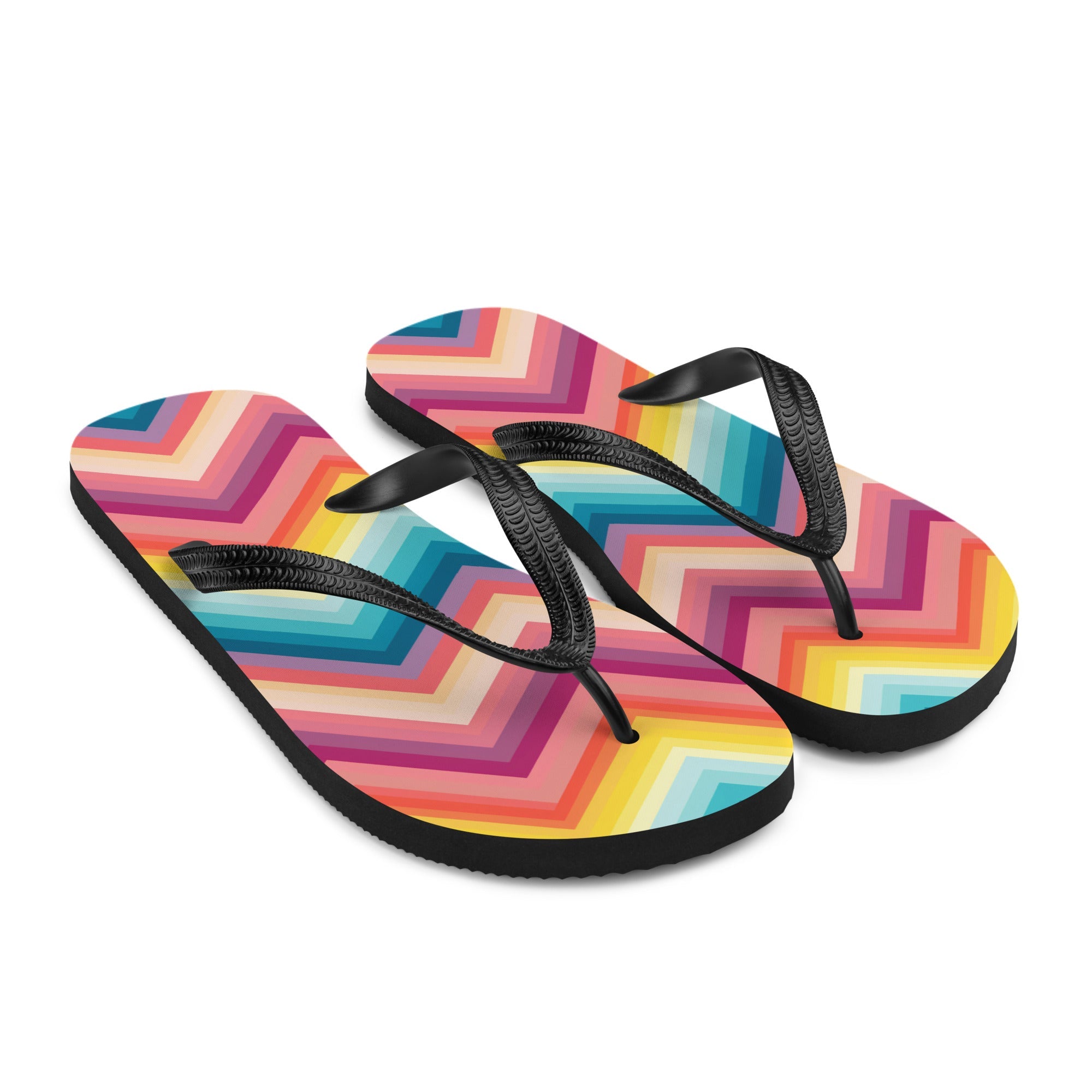 Colorful Chevron Print Flip-Flops