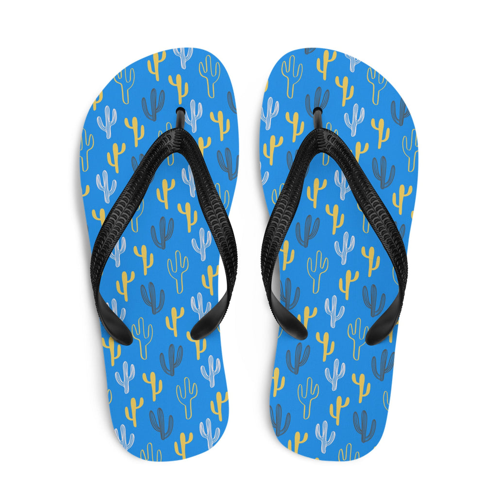 Blue & Yellow Cactus Flip-Flops