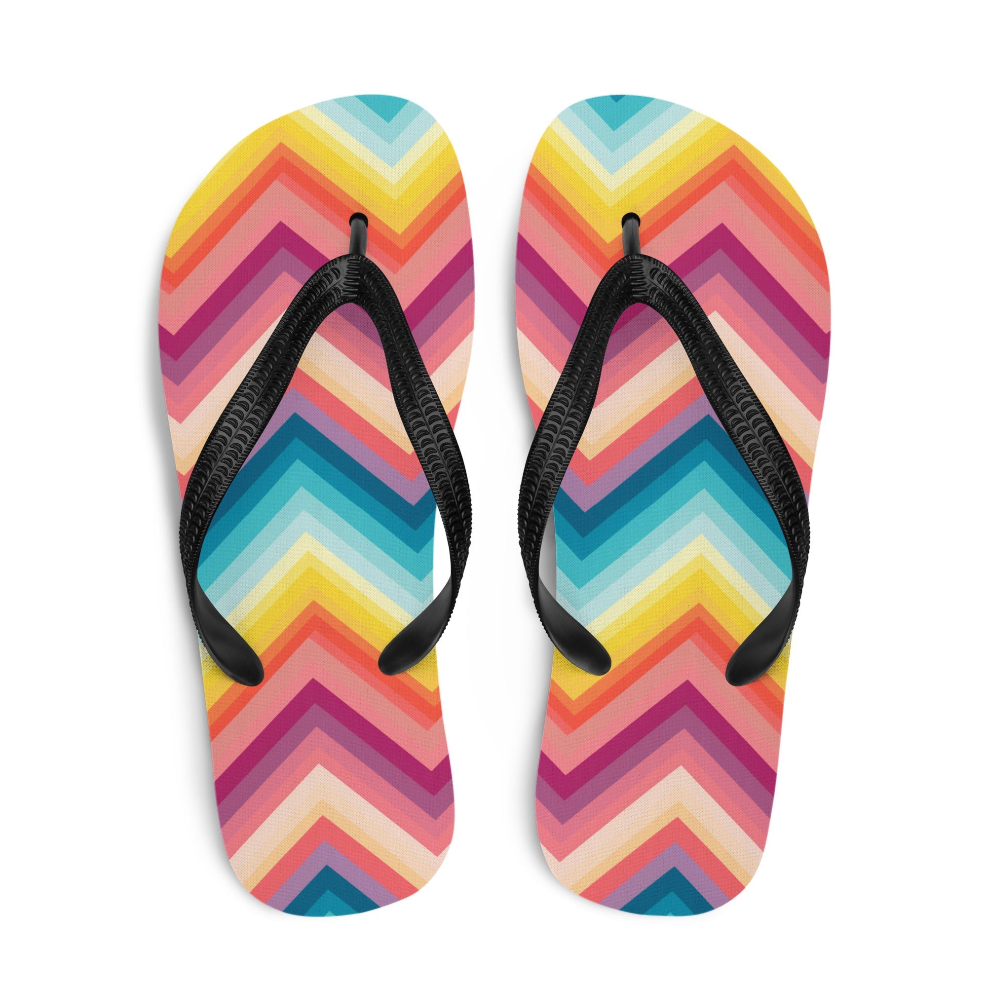 Colorful Chevron Print Flip-Flops