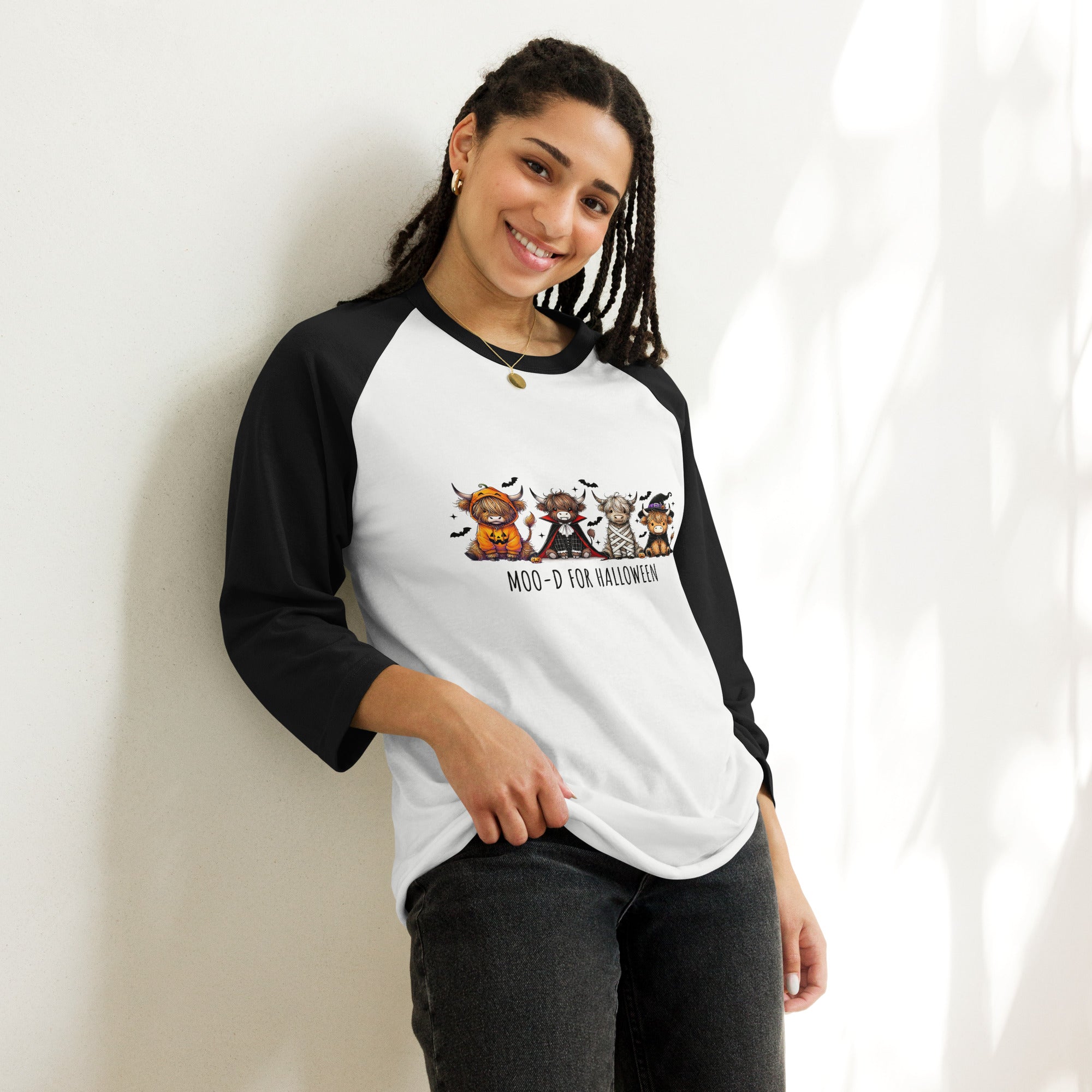 Moo-d Highland Cow Halloween 3/4 Sleeve Shirt