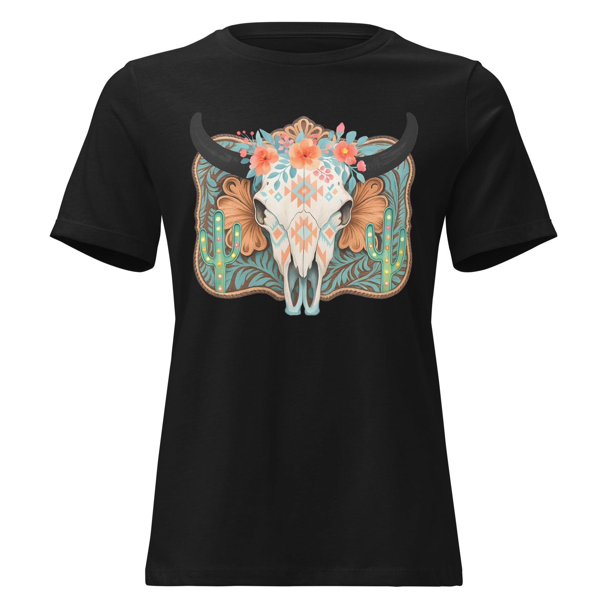 Longhorn Skull Women's Relaxed Graphic T-Shirt